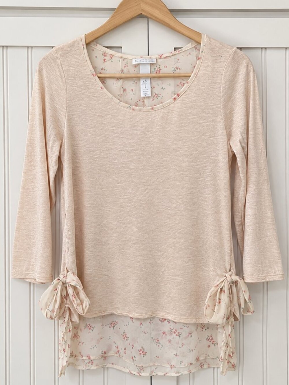 Lauren Conrad Floral Layered Blouse Top Side Tie Pink Size Small